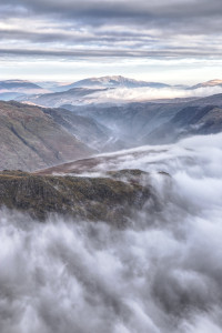 Lake District Photography Course image showing early morning cloud inversion from Bowfell